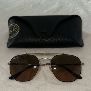 Ray-Ban Women’s Gold Frame Brown Lens Sunglasses with Black Case